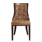 Manhattan Comfort Fifth Avenue Saddle & Walnut Faux Leather Dining Chairs In A Set Of 2