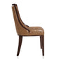 Manhattan Comfort Fifth Avenue Saddle & Walnut Faux Leather Dining Chairs In A Set Of 2