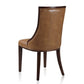 Manhattan Comfort Fifth Avenue Saddle & Walnut Faux Leather Dining Chairs In A Set Of 2