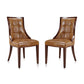 Manhattan Comfort Fifth Avenue Saddle & Walnut Faux Leather Dining Chairs In A Set Of 2