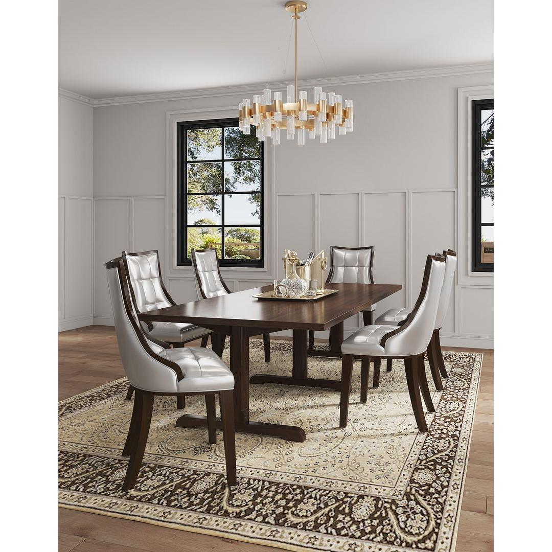 Manhattan Comfort Fifth Avenue Silver & Walnut Faux Leather Dining Chairs In A Set Of 2