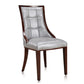 Manhattan Comfort Fifth Avenue Silver & Walnut Faux Leather Dining Chairs In A Set Of 2
