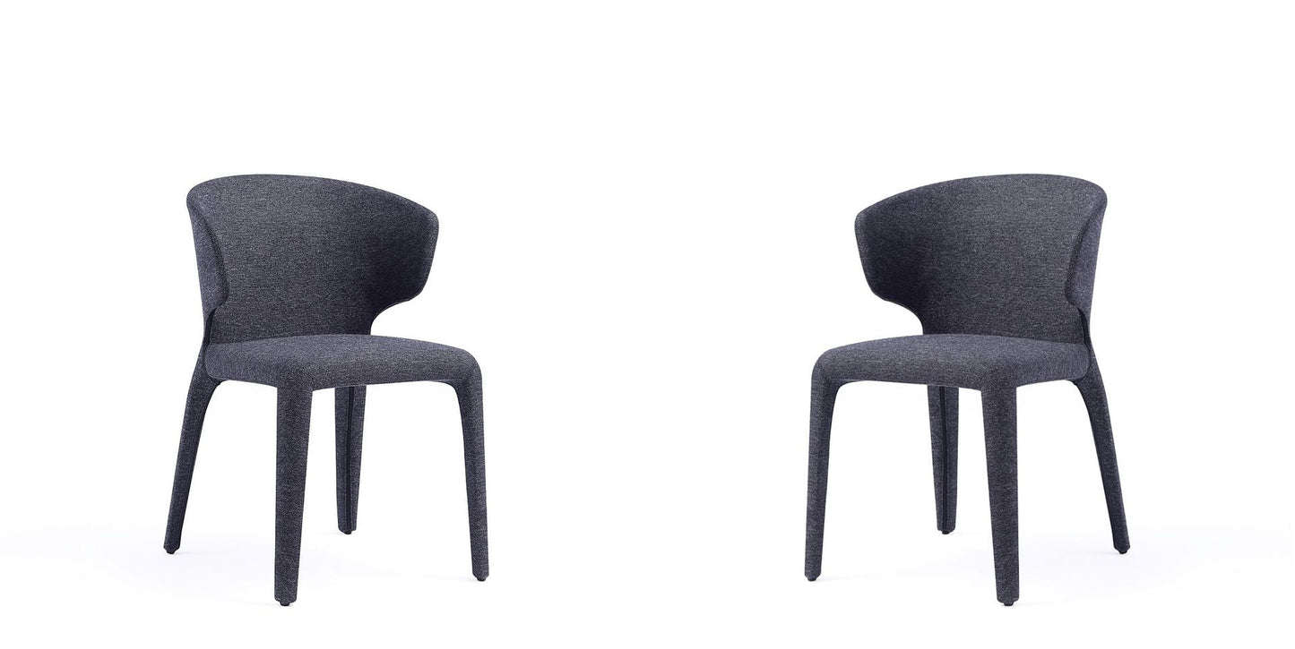 Manhattan Comfort Fifth Conrad Modern Woven Tweed Black Dining Chairs In A Set Of 2