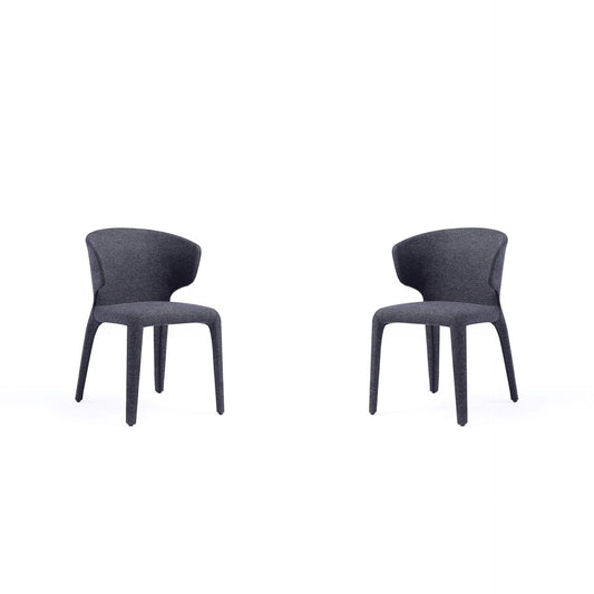 Manhattan Comfort Fifth Conrad Modern Woven Tweed Black Dining Chairs In A Set Of 2