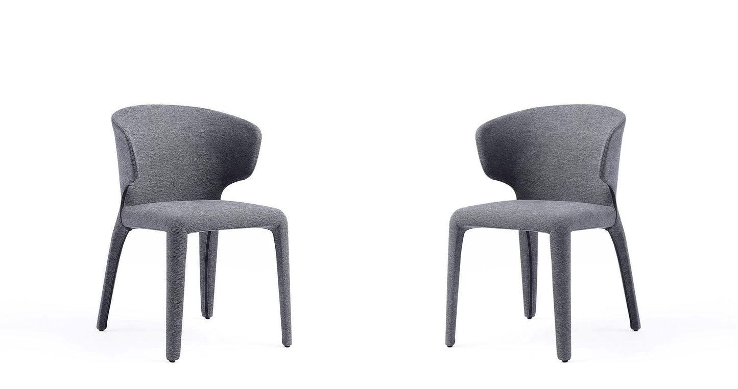 Manhattan Comfort Fifth Conrad Modern Woven Tweed Gray Dining Chairs In A Set Of 2