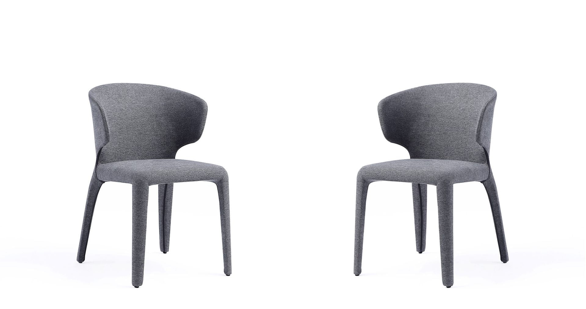 Manhattan Comfort Fifth Conrad Modern Woven Tweed Gray Dining Chairs In A Set Of 2