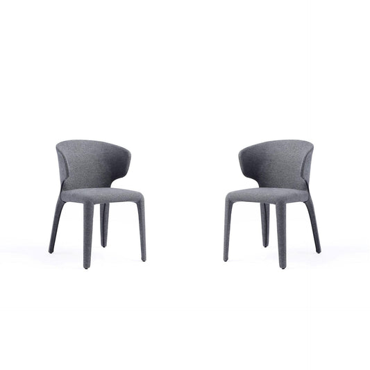 Manhattan Comfort Fifth Conrad Modern Woven Tweed Gray Dining Chairs In A Set Of 2