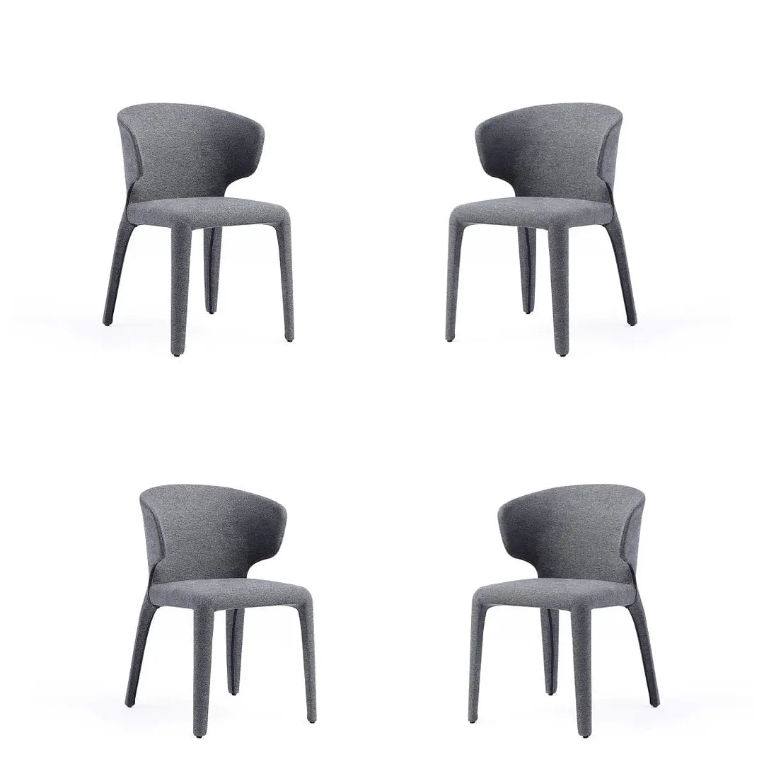 Manhattan Comfort Fifth Conrad Modern Woven Tweed Gray Dining Chairs In A Set Of 4