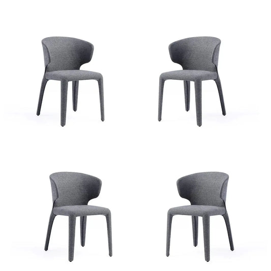 Manhattan Comfort Fifth Conrad Modern Woven Tweed Gray Dining Chairs In A Set Of 4