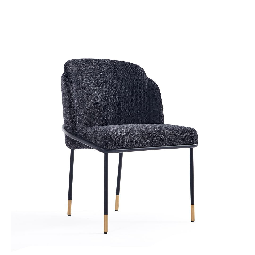 Manhattan Comfort Flor Fabric Black Dining Chair In A Set Of 2