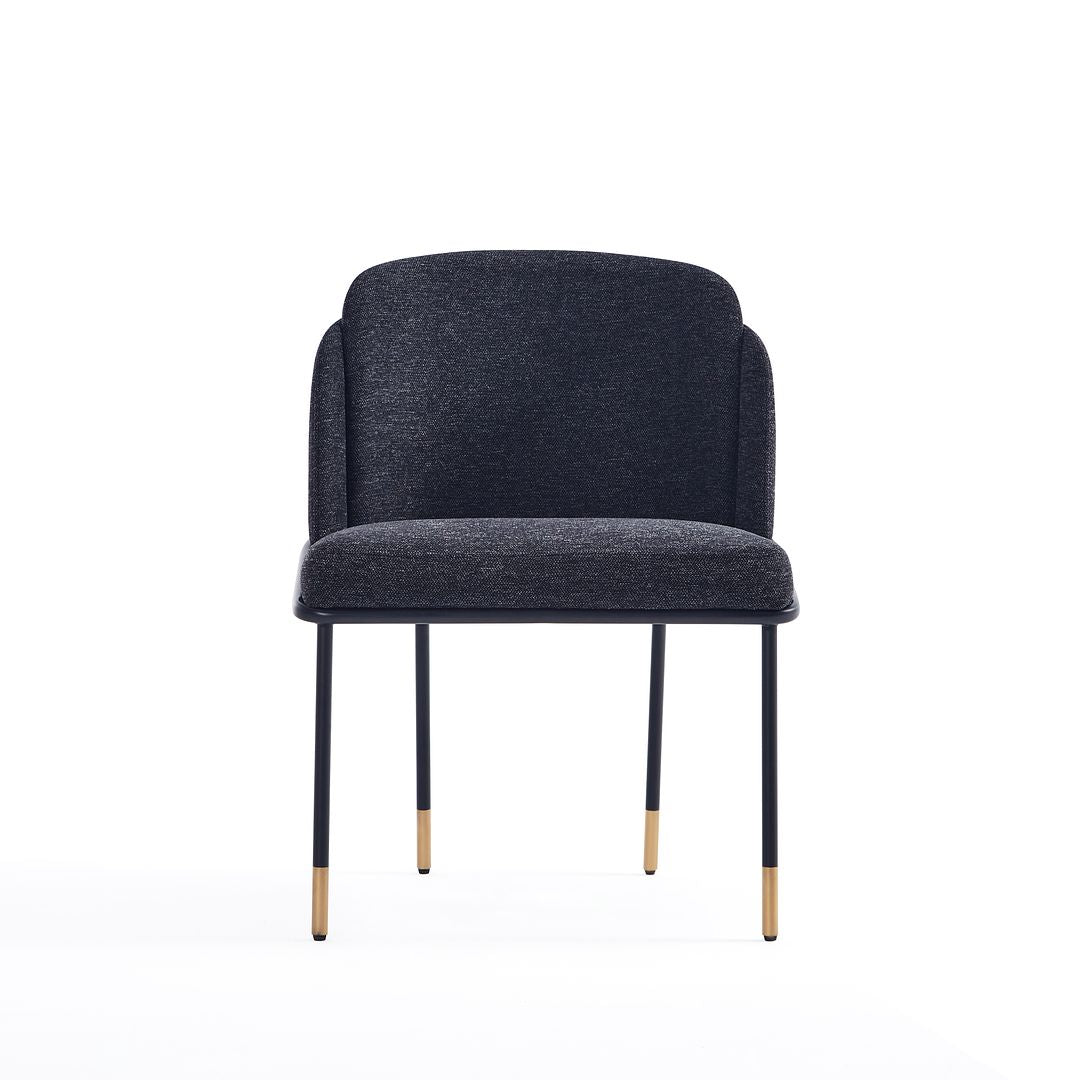 Manhattan Comfort Flor Fabric Black Dining Chair In A Set Of 2