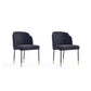 Manhattan Comfort Flor Fabric Black Dining Chair In A Set Of 2