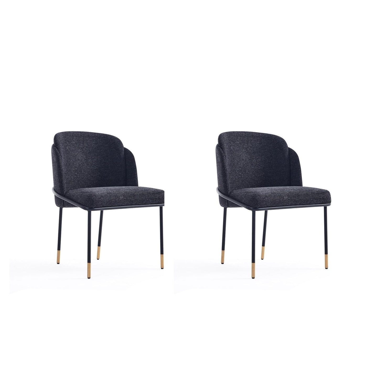 Manhattan Comfort Flor Fabric Black Dining Chair In A Set Of 2