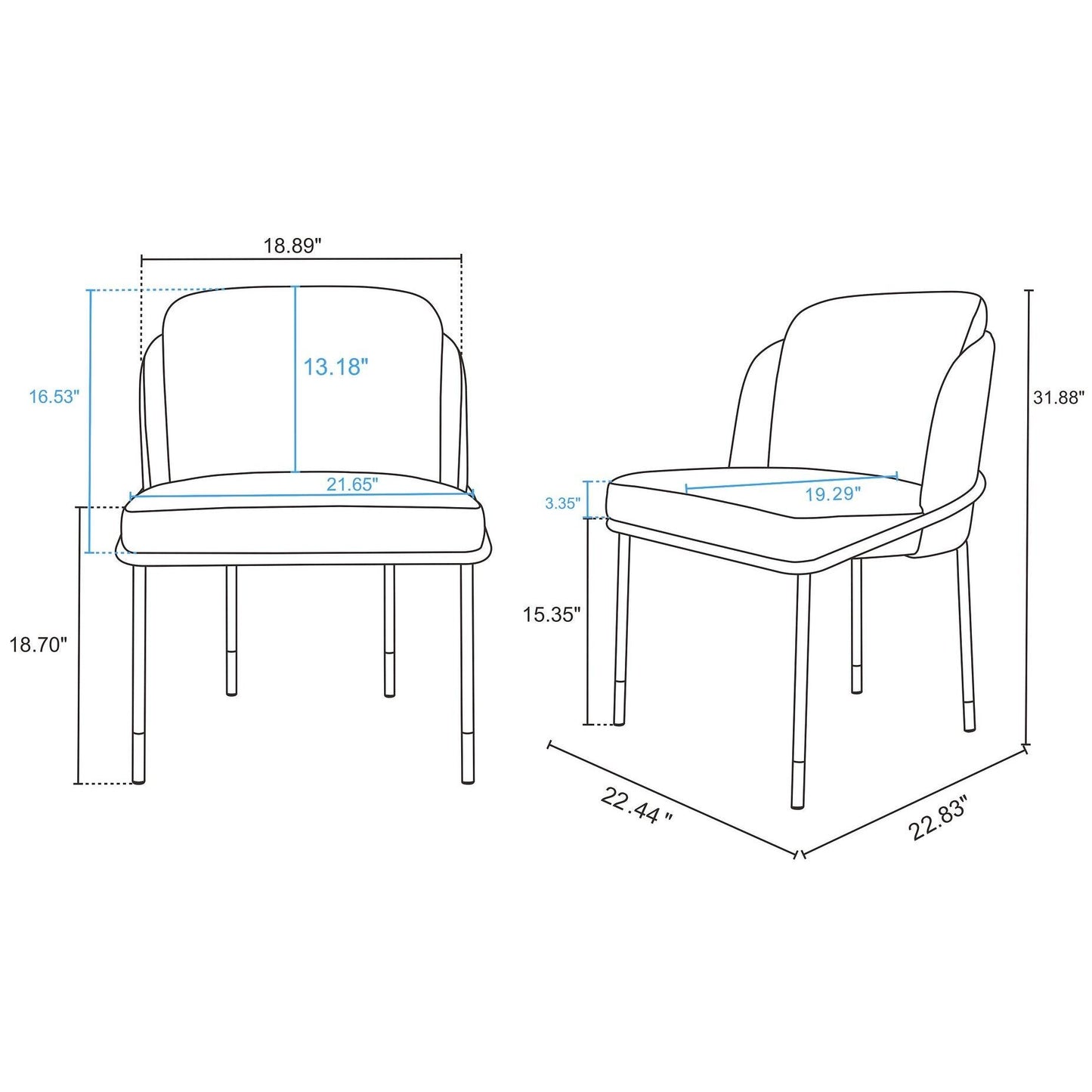 Manhattan Comfort Flor Fabric Dining Chair In Gray