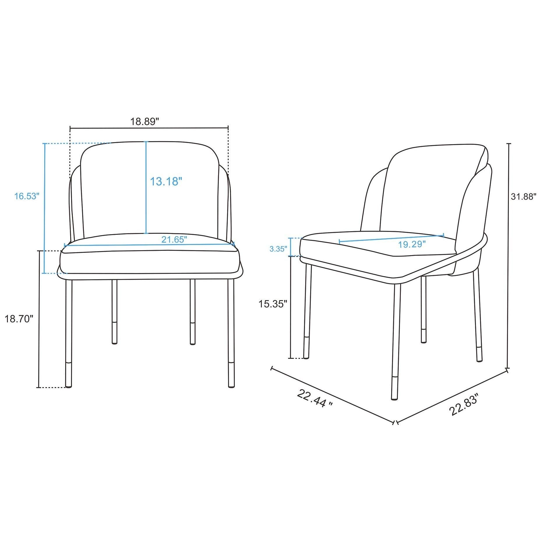 Manhattan Comfort Flor Fabric Dining Chair In Wheat