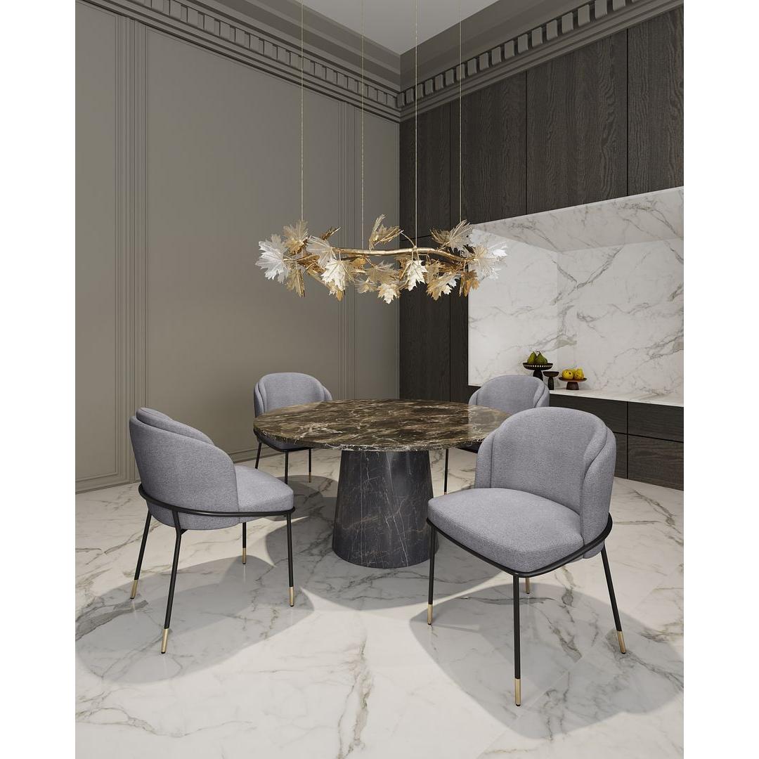 Manhattan Comfort Flor Fabric Gray Dining Chair In A Set Of 2