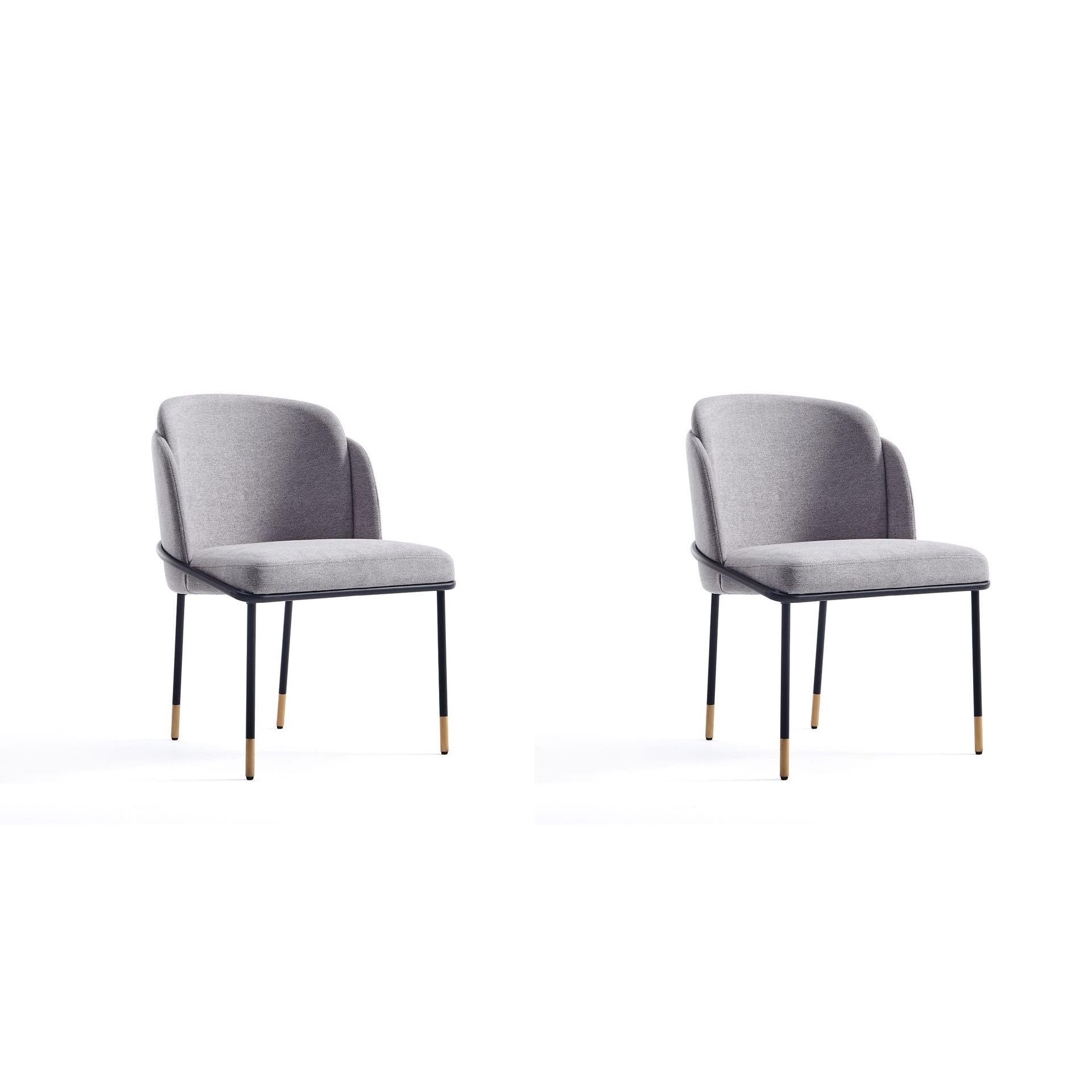 Manhattan Comfort Flor Fabric Gray Dining Chair In A Set Of 2