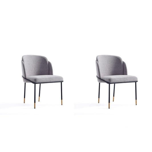 Manhattan Comfort Flor Fabric Gray Dining Chair In A Set Of 2