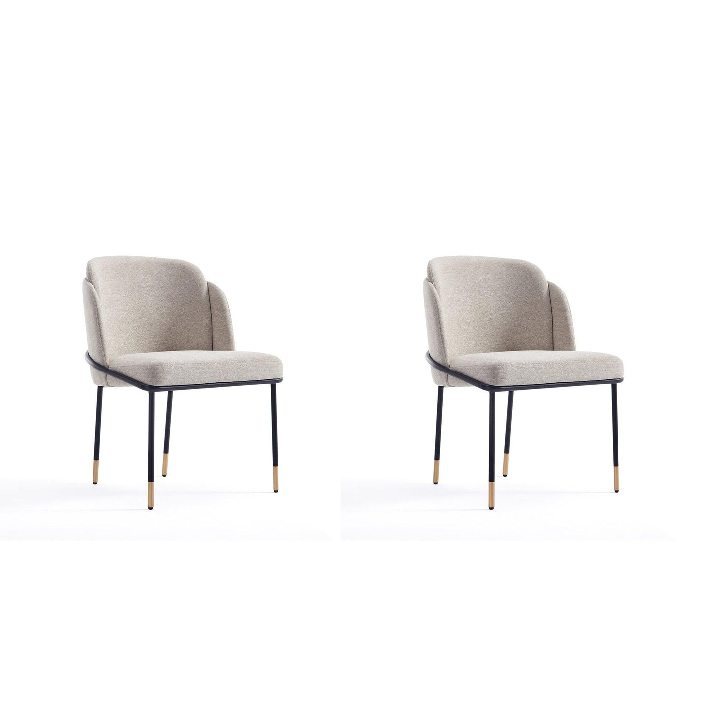 Manhattan Comfort Flor Fabric Wheat Dining Chair In A Set Of 2