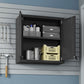 Manhattan Comfort Fortress 30" Floating Textured Metal Garage Cabinet With Adjustable Shelves In Charcoal Gray