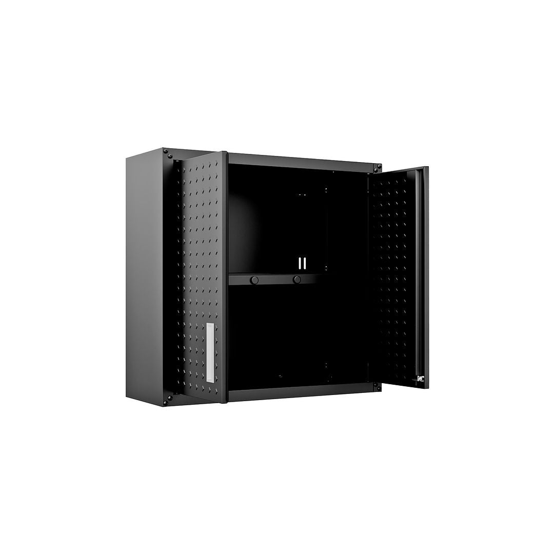 Manhattan Comfort Fortress 30" Floating Textured Metal Garage Cabinet With Adjustable Shelves In Charcoal Gray