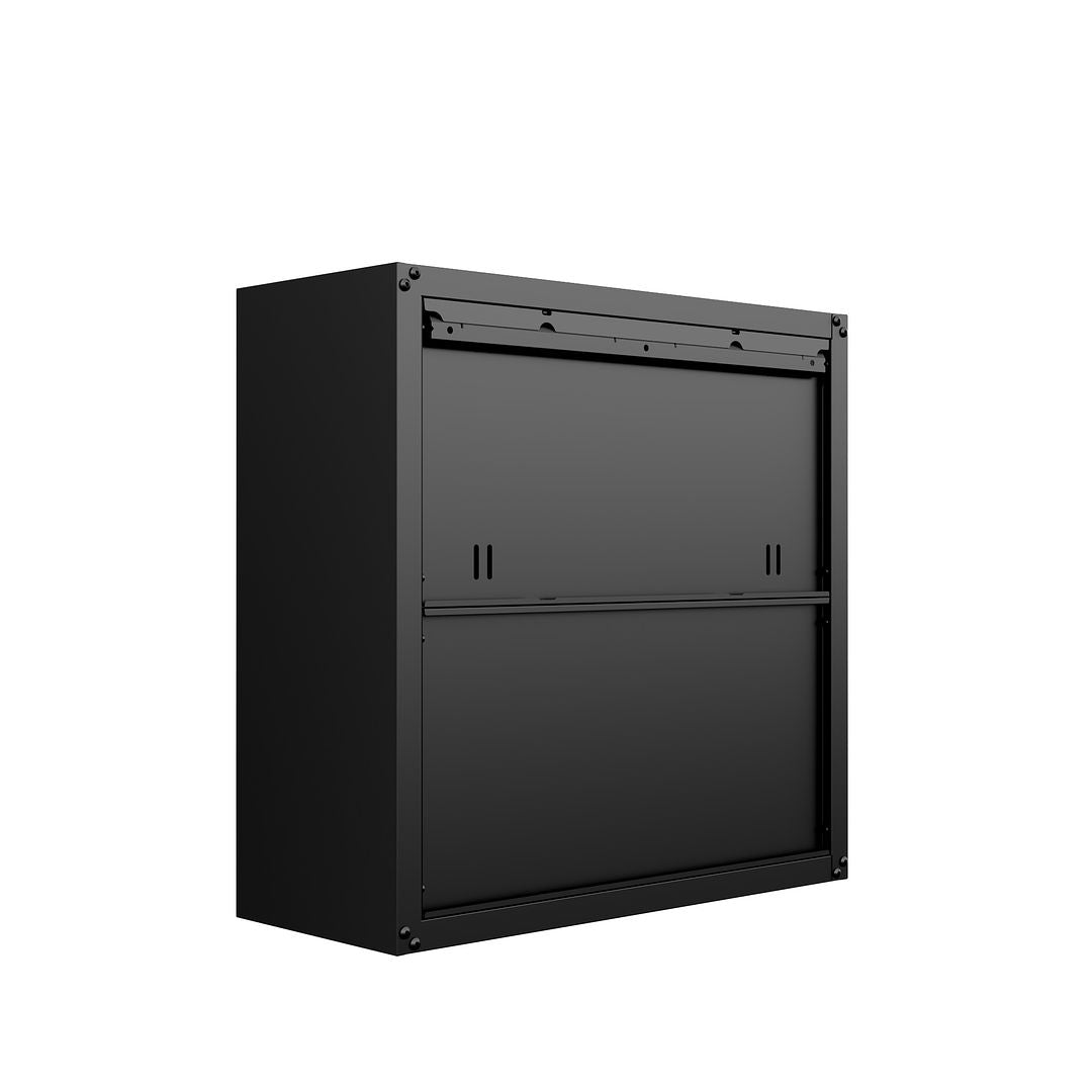 Manhattan Comfort Fortress 30" Floating Textured Metal Garage Cabinet With Adjustable Shelves In Charcoal Gray