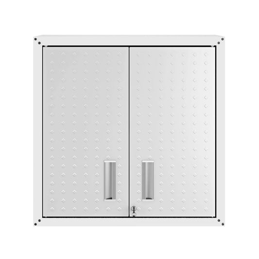 Manhattan Comfort Fortress 30" Floating Textured Metal Garage Cabinet With Adjustable Shelves In White