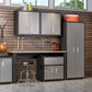 Manhattan Comfort Fortress 72" Garage Table In Natural Wood & Steel