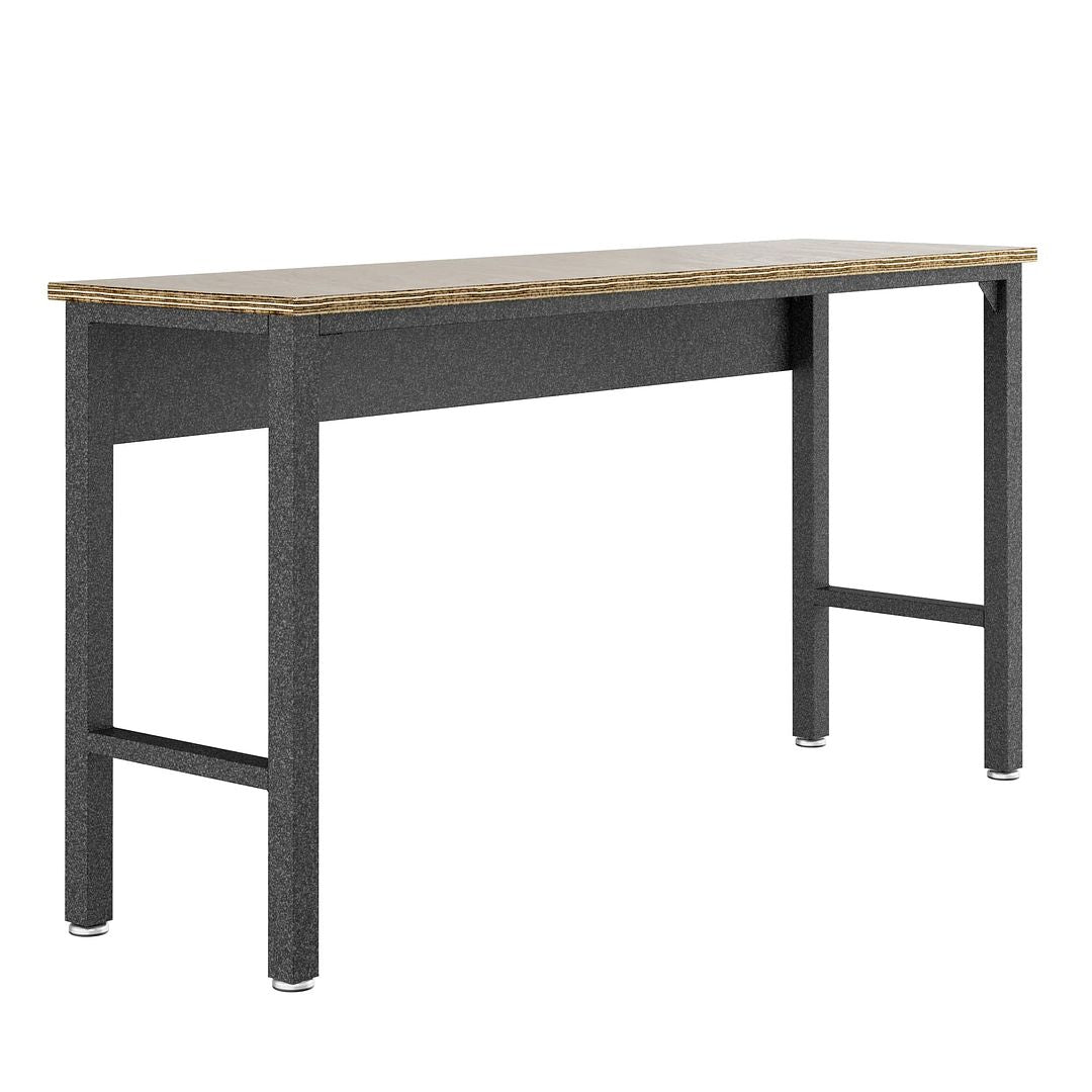 Manhattan Comfort Fortress 72" Garage Table In Natural Wood & Steel