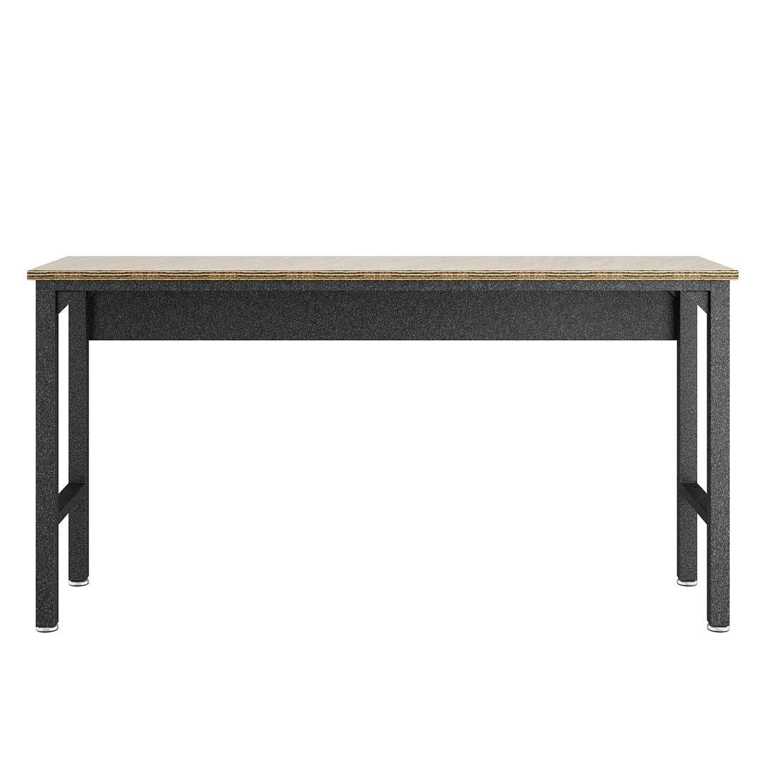Manhattan Comfort Fortress 72" Garage Table In Natural Wood & Steel