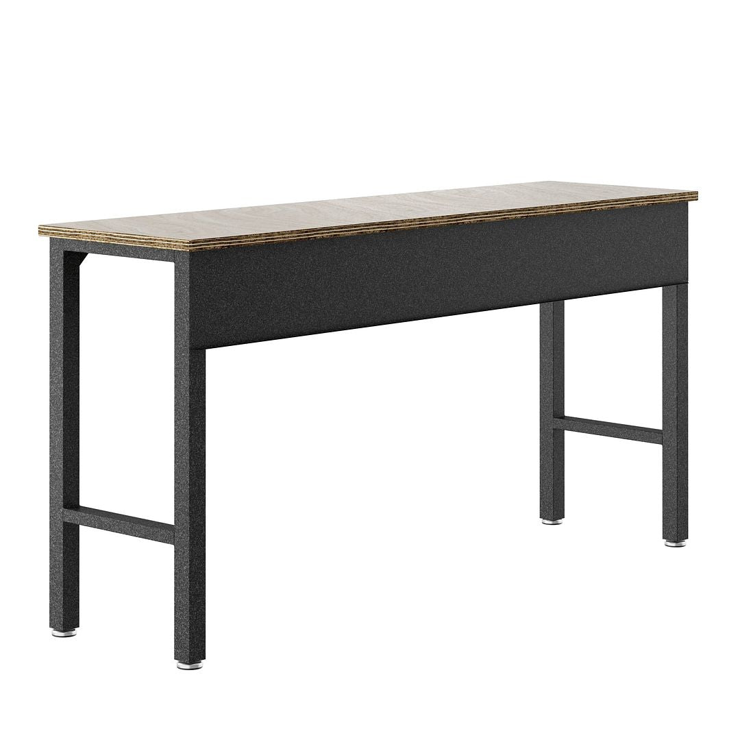 Manhattan Comfort Fortress 72" Garage Table In Natural Wood & Steel