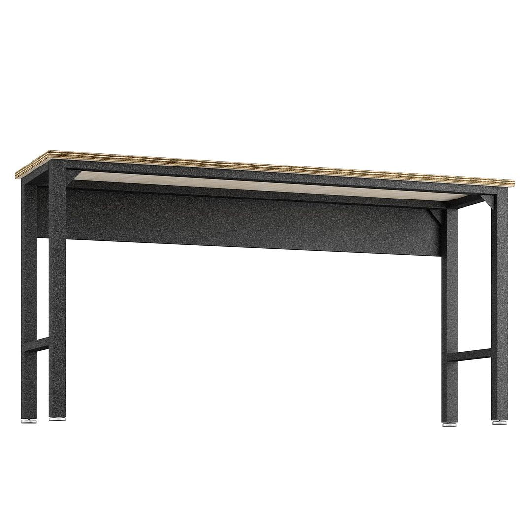 Manhattan Comfort Fortress 72" Garage Table In Natural Wood & Steel