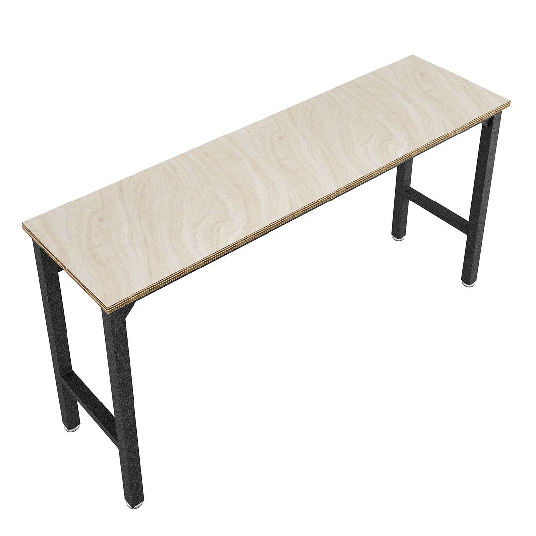 Manhattan Comfort Fortress 72" Garage Table In Natural Wood & Steel