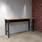 Manhattan Comfort Fortress 72" Natural Wood & Steel Garage Table In Charcoal Gray