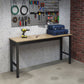 Manhattan Comfort Fortress 72" Natural Wood & Steel Garage Table In Charcoal Gray