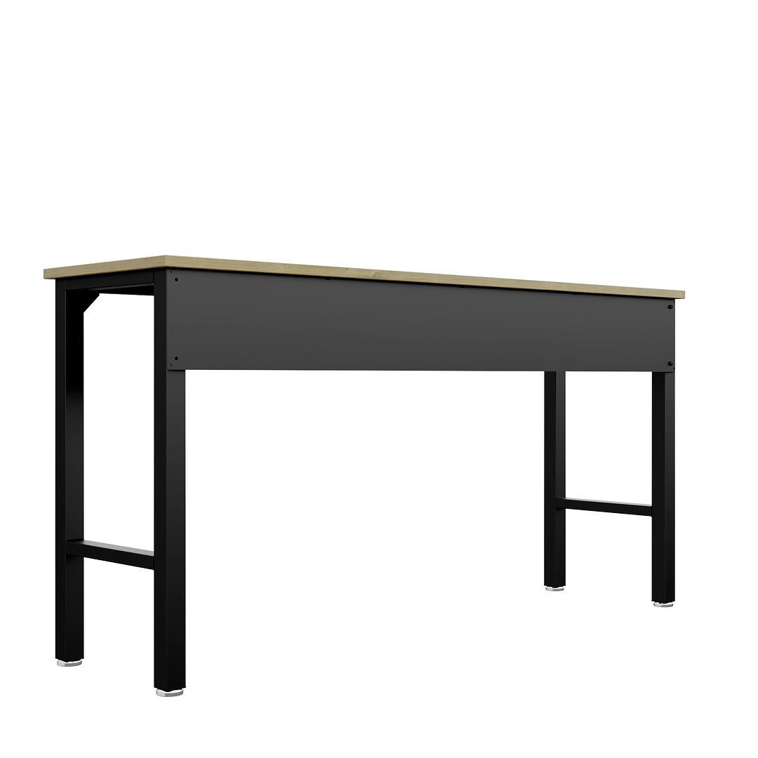 Manhattan Comfort Fortress 72" Natural Wood & Steel Garage Table In Charcoal Gray