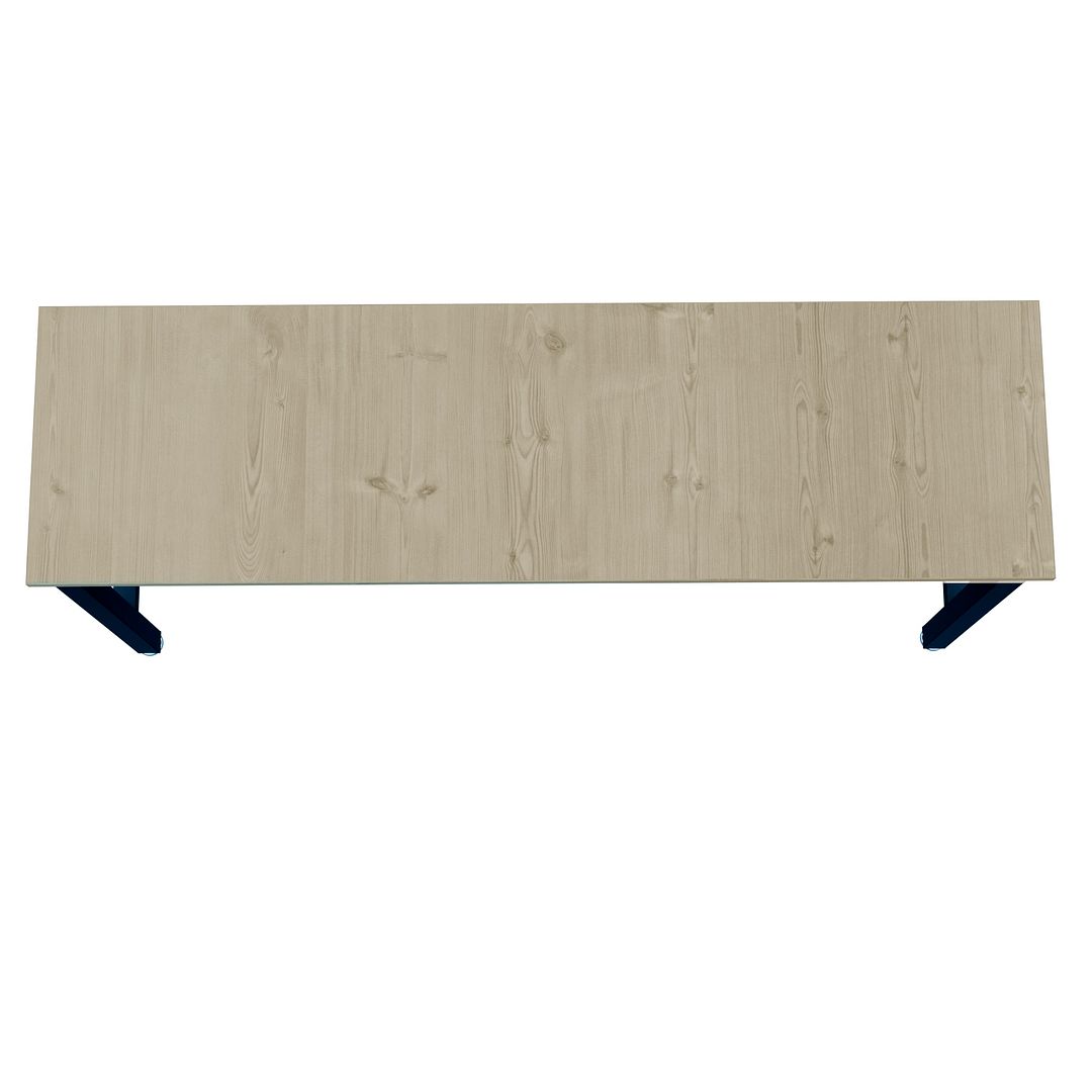 Manhattan Comfort Fortress 72" Natural Wood & Steel Garage Table In Charcoal Gray
