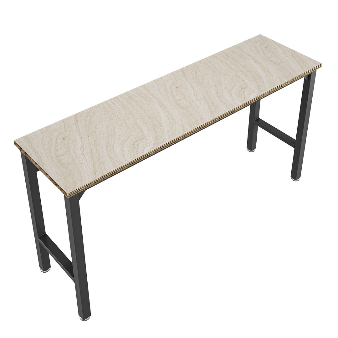 Manhattan Comfort Fortress 72" Natural Wood & Steel Garage Table In Charcoal Gray