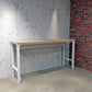 Manhattan Comfort Fortress 72" Natural Wood & Steel Garage Table In White