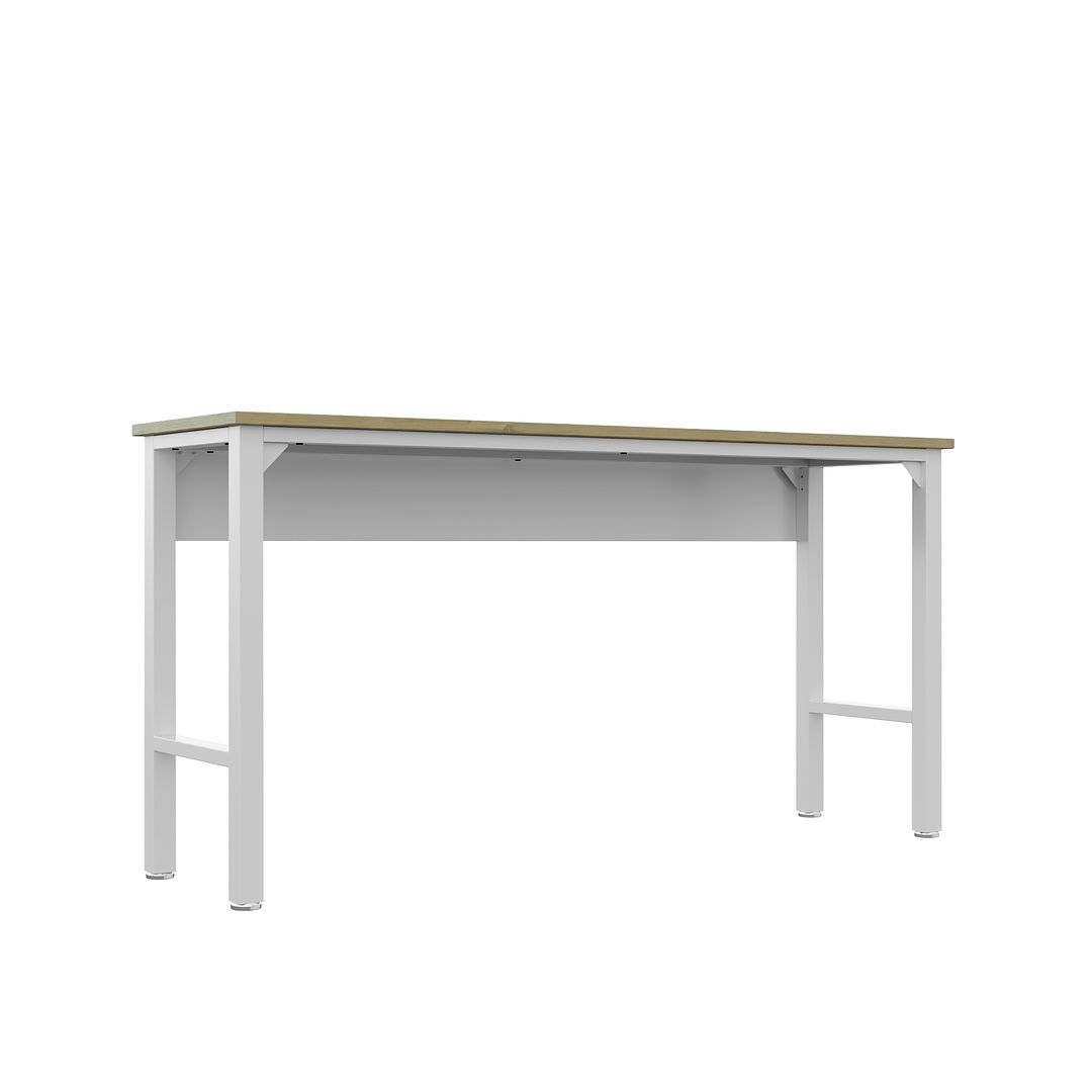 Manhattan Comfort Fortress 72" Natural Wood & Steel Garage Table In White