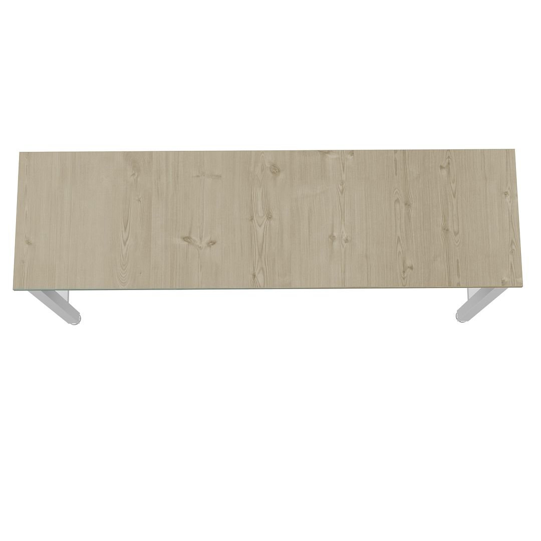 Manhattan Comfort Fortress 72" Natural Wood & Steel Garage Table In White