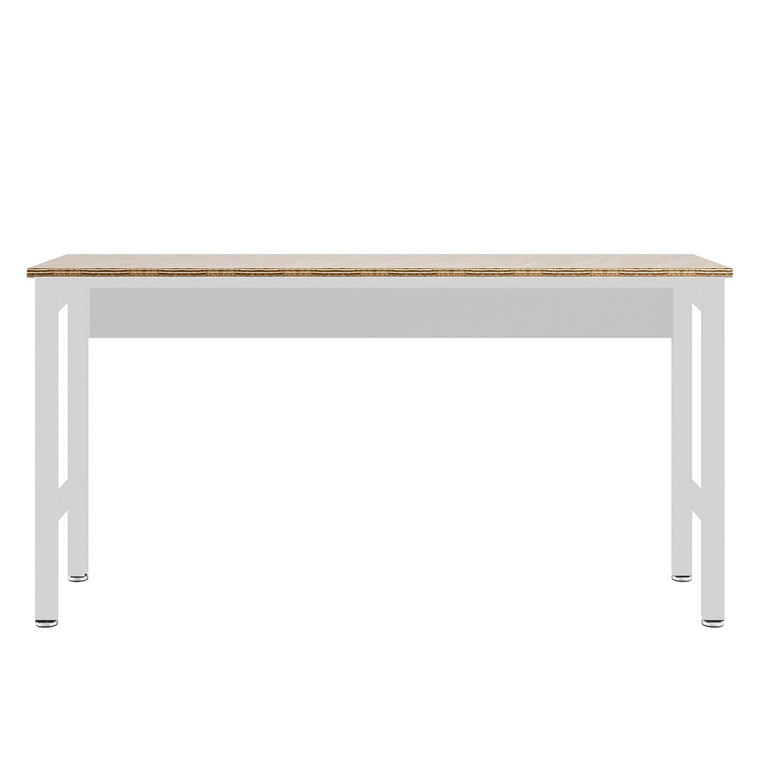 Manhattan Comfort Fortress 72" Natural Wood & Steel Garage Table In White