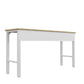 Manhattan Comfort Fortress 72" Natural Wood & Steel Garage Table In White