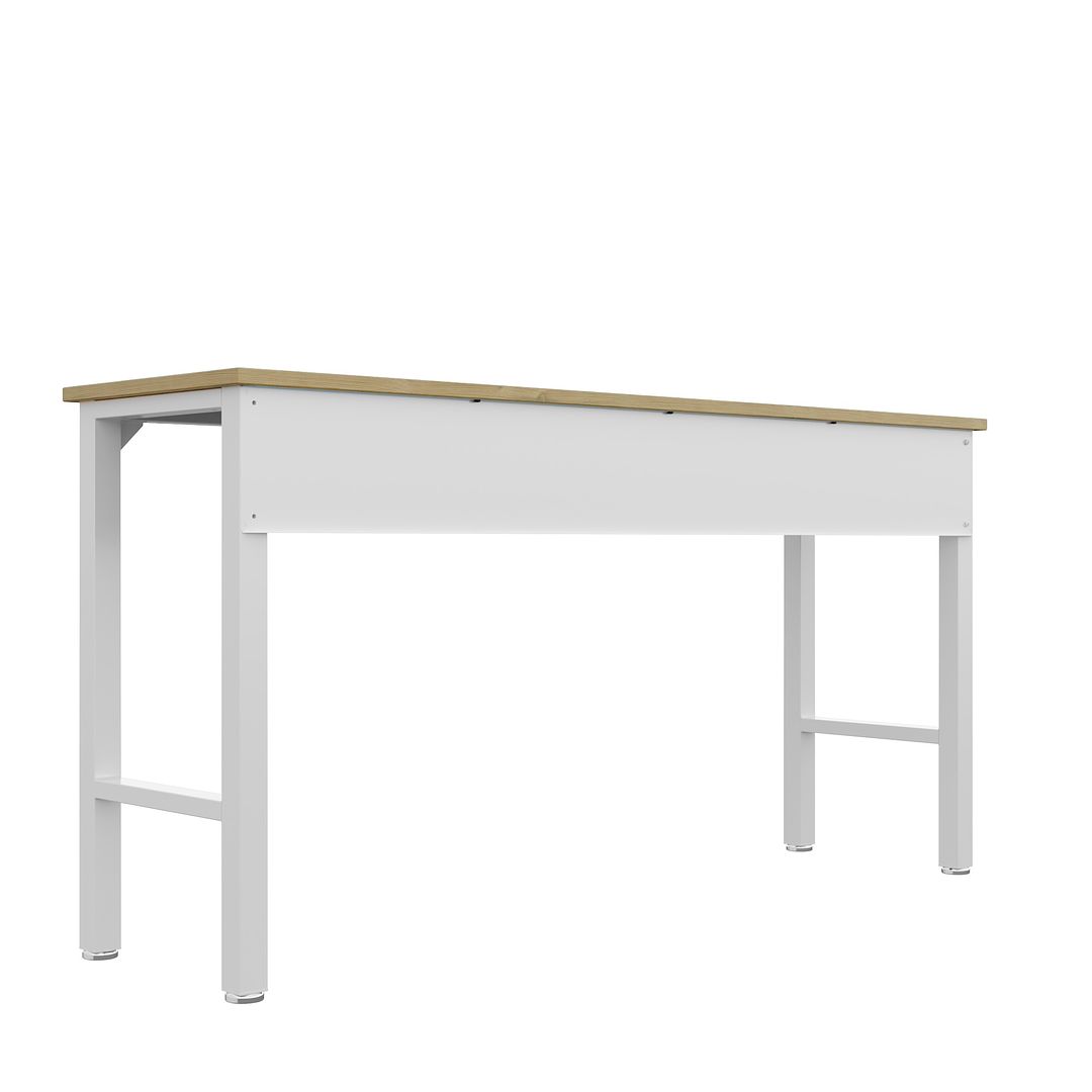 Manhattan Comfort Fortress 72" Natural Wood & Steel Garage Table In White