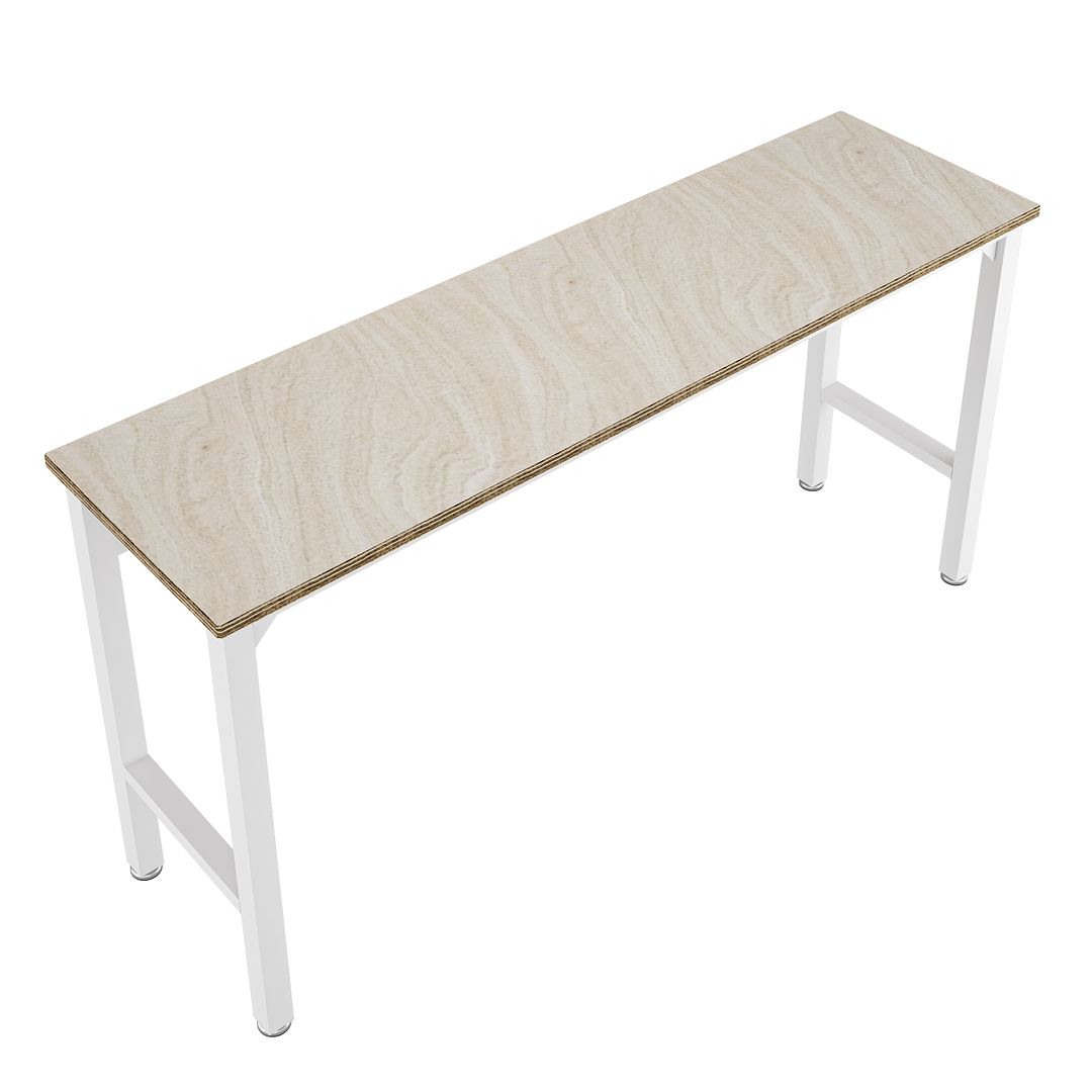 Manhattan Comfort Fortress 72" Natural Wood & Steel Garage Table In White