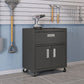 Manhattan Comfort Fortress Textured Metal 32" Garage Mobile Cabinet With 1 Full Extension Drawer & 2 Adjustable Shelves In Charcoal Gray