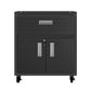 Manhattan Comfort Fortress Textured Metal 32" Garage Mobile Cabinet With 1 Full Extension Drawer & 2 Adjustable Shelves In Charcoal Gray