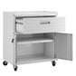 Manhattan Comfort Fortress Textured Metal 32" Garage Mobile Cabinet With 1 Full Extension Drawer & 2 Adjustable Shelves In White
