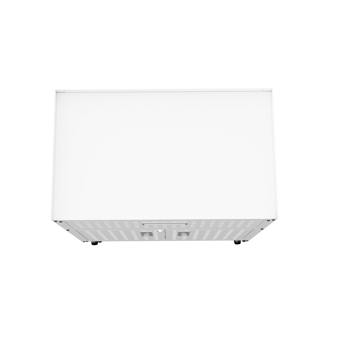 Manhattan Comfort Fortress Textured Metal 32" Garage Mobile Cabinet With 1 Full Extension Drawer & 2 Adjustable Shelves In White