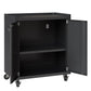 Manhattan Comfort Fortress Textured Metal 32" Garage Mobile Cabinet With 2 Adjustable Shelves In Charcoal Gray